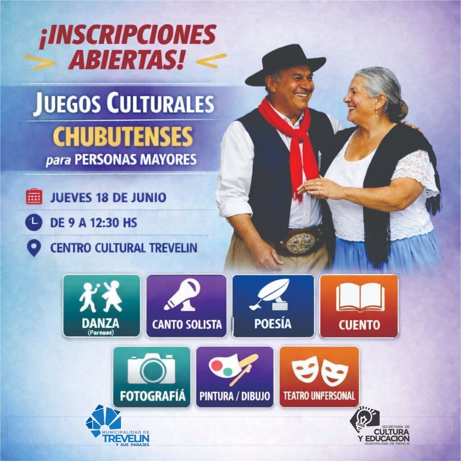 Abierta la inscripción para los Juegos Culturales Chubutenses para Personas Mayores.
