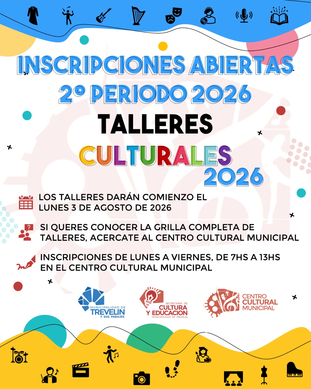 Inscripciones abiertas para el segundo período de Talleres Culturales 2026.