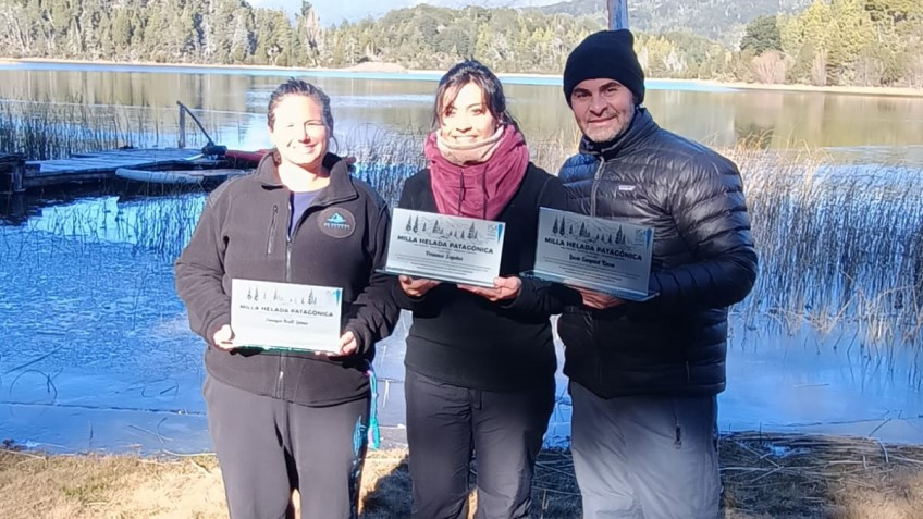 Lucas Rocca representó a Trevelin en el desafiante Ice Mile de Bariloche.
